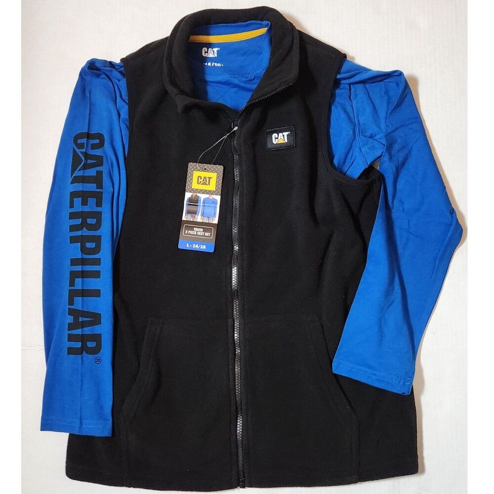 Caterpillar Youth 2‑Piece Vest & Long Sleeve Tee Set Large 14/16